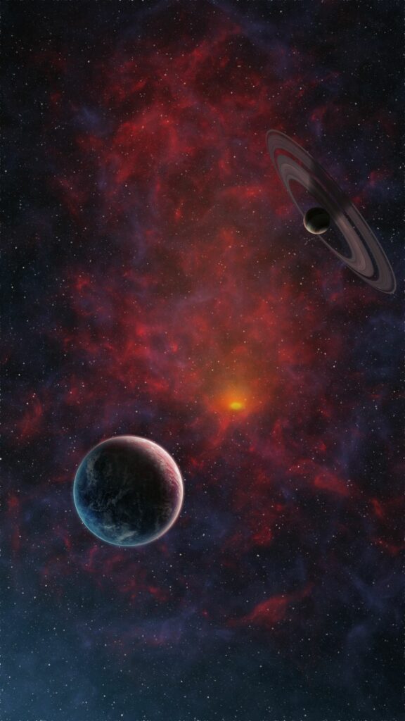 Vibrant Red Nebula Wallpaper - Stunning Cosmic Scene Background