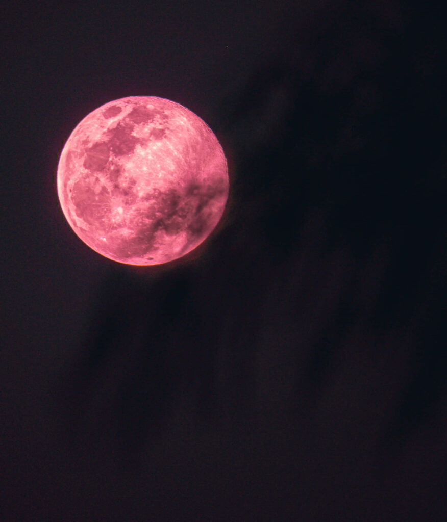 Vibrant Crimson Full Moon Wallpaper Against Dark Night Sky