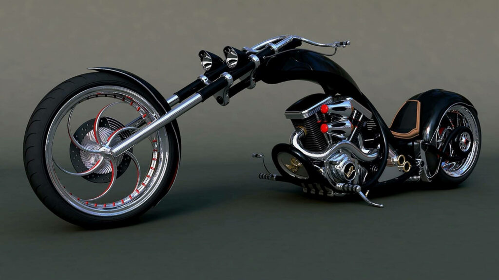 Custom-Built Chopper Wallpaper: Sleek Design & Raw Power Background