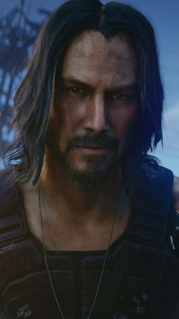 Keanu Reeves as Johnny Silverhand - Intense Cyberpunk 2077 Wallpaper