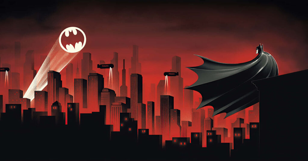 Batman Wallpaper: Striking DC Cityscape with Bat-Signal Glow