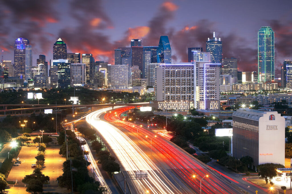 Vibrant Dallas Skyline Wallpaper: Dramatic Orange & Gray Clouds