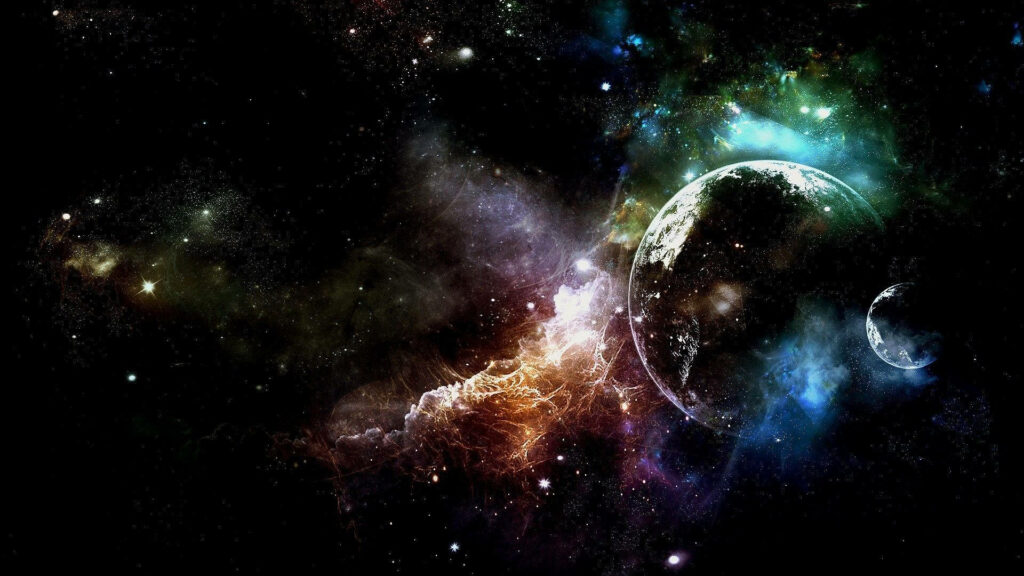 Vibrant Cosmic Wallpaper: Stunning Dark Space with Nebulae & Stars
