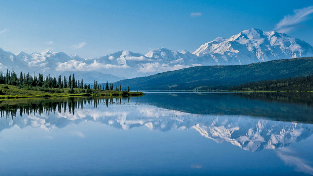 Stunning Denali Wallpaper: Majestic Mountain Reflection in Serene Lake