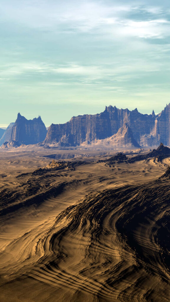 Stunning Desert Landscape Wallpaper: Textured Dunes & Rocky Formations