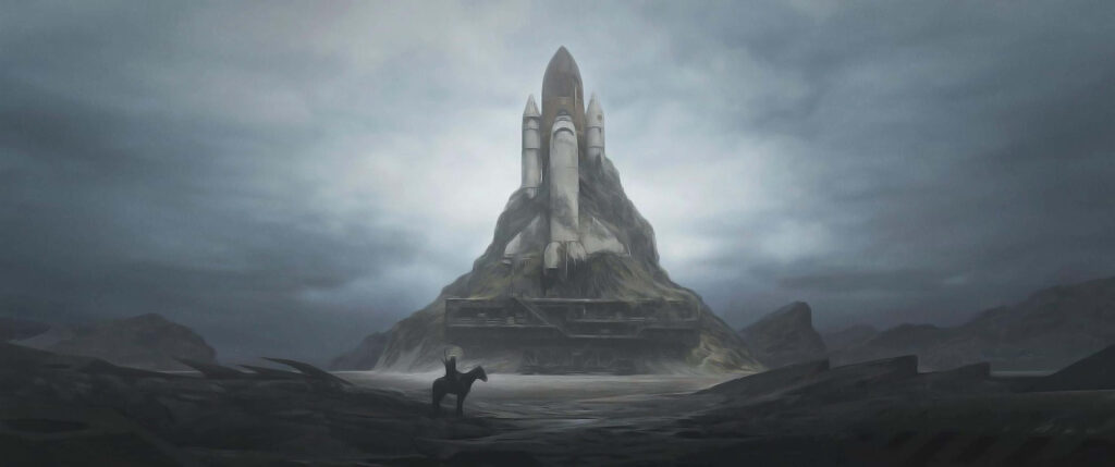 Stunning Wallpaper: Abandoned Space Shuttle on Rugged Mountain
