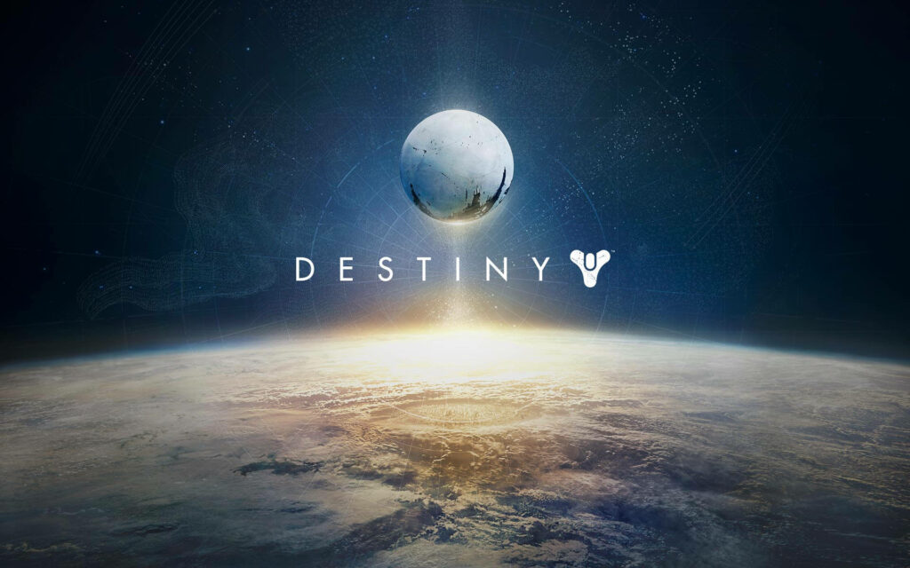 Destiny Game Wallpaper: Cosmic Sphere Over a Distant Planet Background