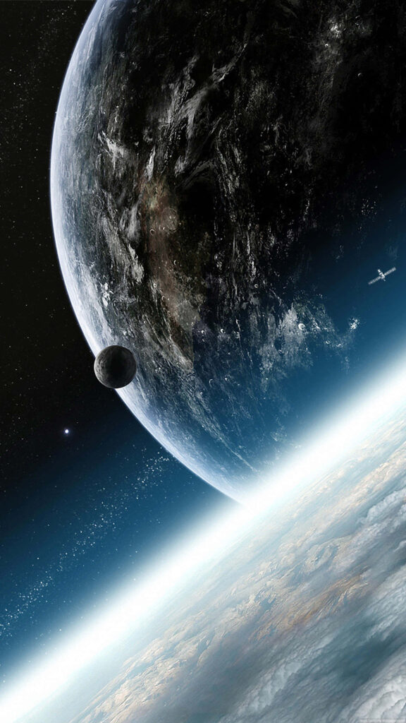 Stunning Space Wallpaper: Distant Planet & Moon for Samsung Galaxy S3