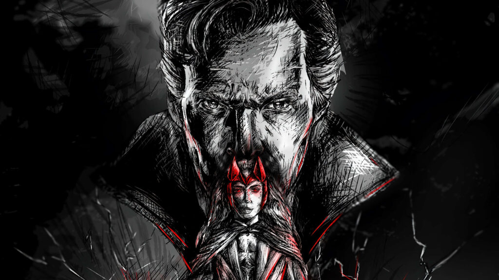 Intense Doctor Strange & Scarlet Witch Wallpaper - Marvel Art Design