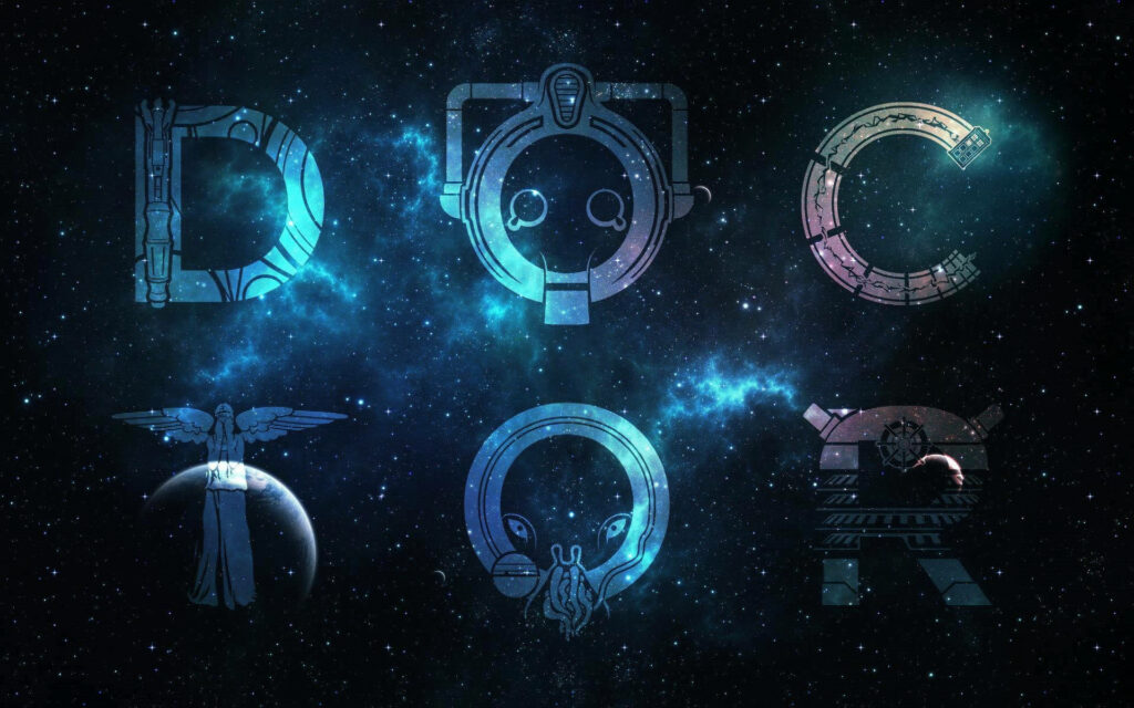 Doctor Who Cosmic Wallpaper: Iconic Symbols & Characters Background