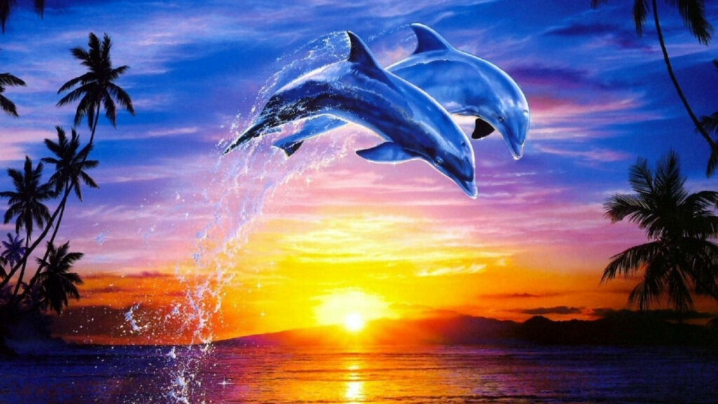 Stunning Dolphin Wallpaper: Sunset Serenity & Tropical Beauty