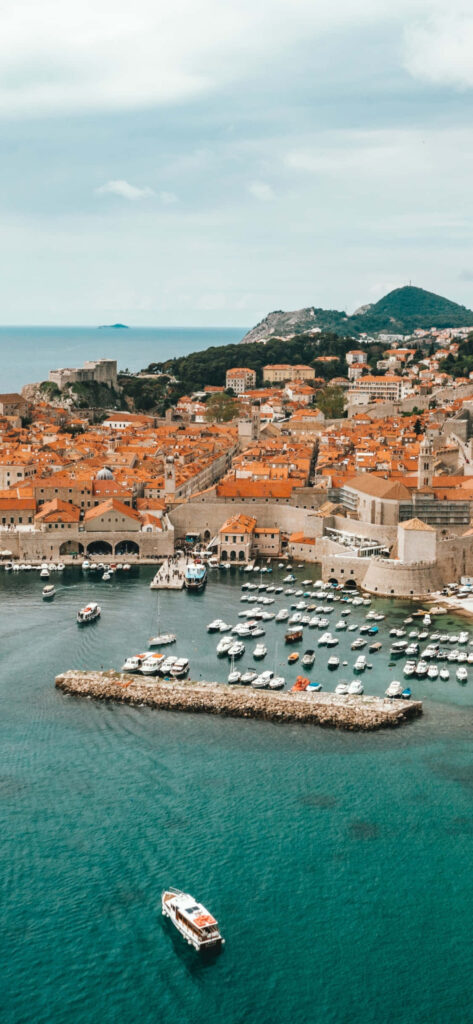Dubrovnik's Ancient Seaport: Orange-Roofed Beauty & Marina Wallpaper