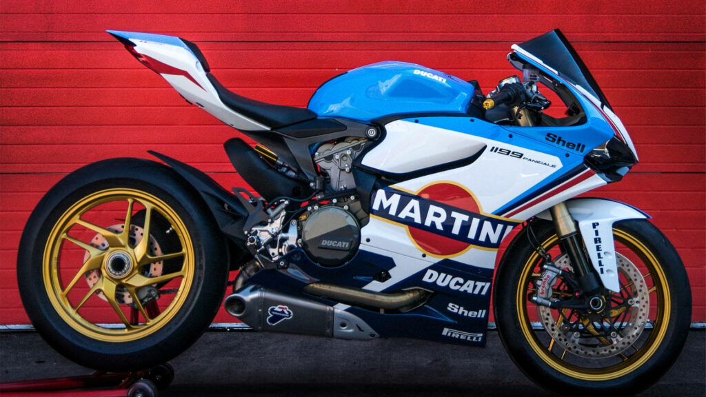 Elevate Your Desktop with Ducati 1199 Panigale Martini Racing Wallpaper