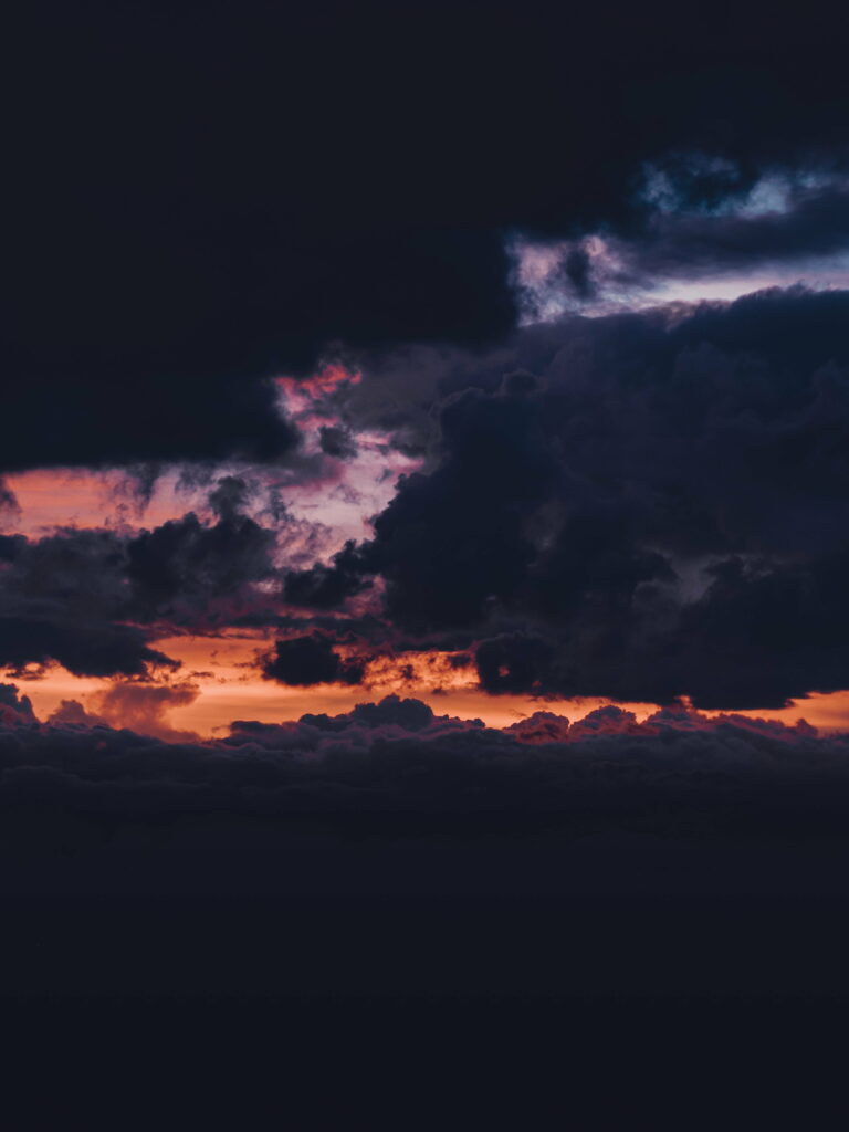 Dramatic Dusk Sky Wallpaper: Dark Clouds & Warm Sunset Background