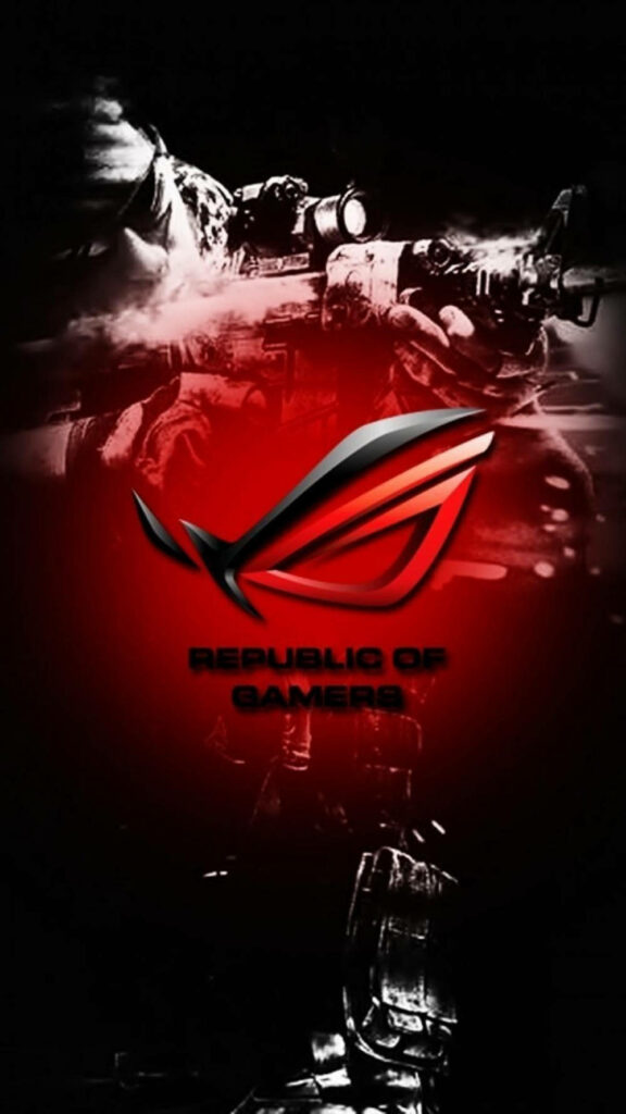 Dynamic Logo Design: Striking Asus ROG Phone Screens with Bold Red and Black Wallpaper