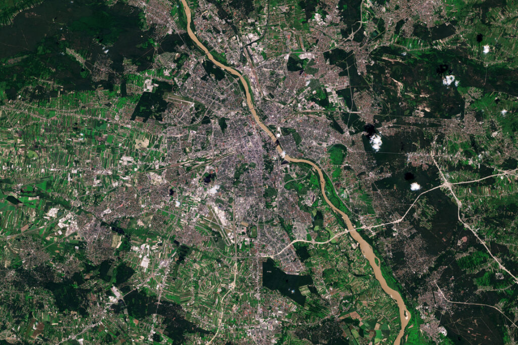 Stunning Satellite View of Earth - City and River Wallpaper Background