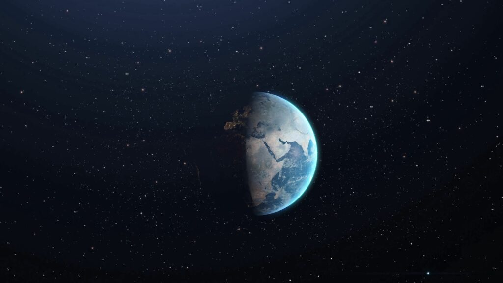 Stunning Earth from Space: Day-to-Night Transition Wallpaper Background