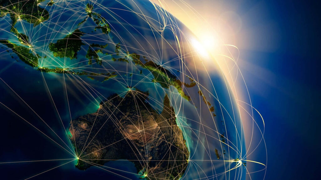 Stunning Earth Wallpaper: Global Connectivity & Futuristic Sunrise