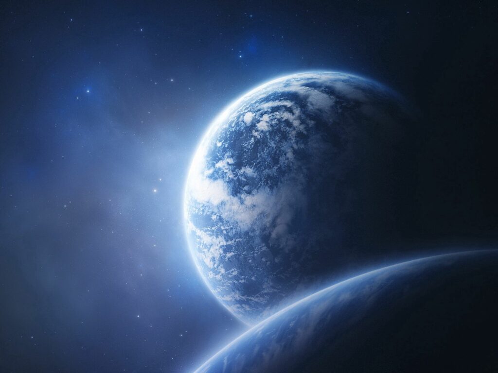 Celestial Earth Wallpaper: Stunning Space View with Sunlit Details