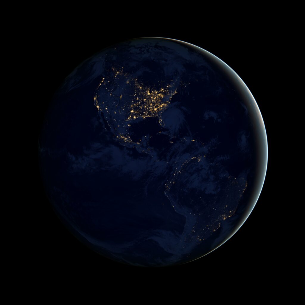 Stunning Earth from Space Wallpaper: City Lights & Cosmic Darkness