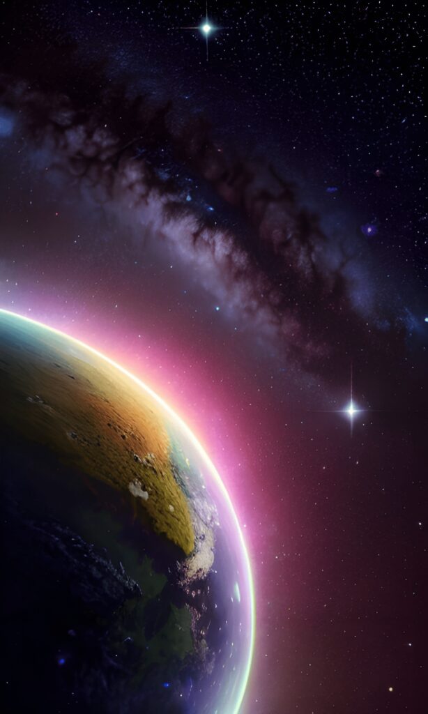 Radiant Earth Wallpaper: Cosmic Glow & Beautiful Milky Way Background