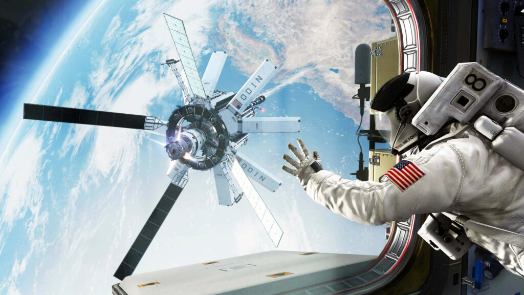 Stunning Earth from Space Wallpaper: Majestic Station & Astronaut View