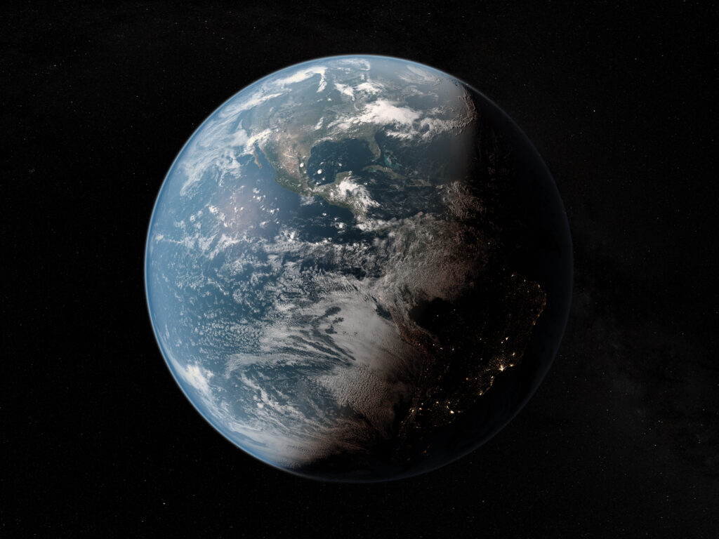 Stunning Earth Wallpaper: Space View with Vibrant Colors & City Lights