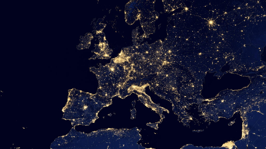 Europe Illuminated: A Stunning Space Photography from Earth Observatory Wallpaper