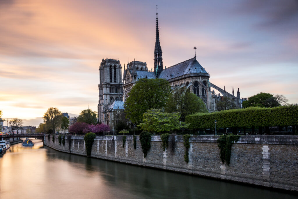 Stunning European Architecture Wallpaper: Riverside Serenity & Detail