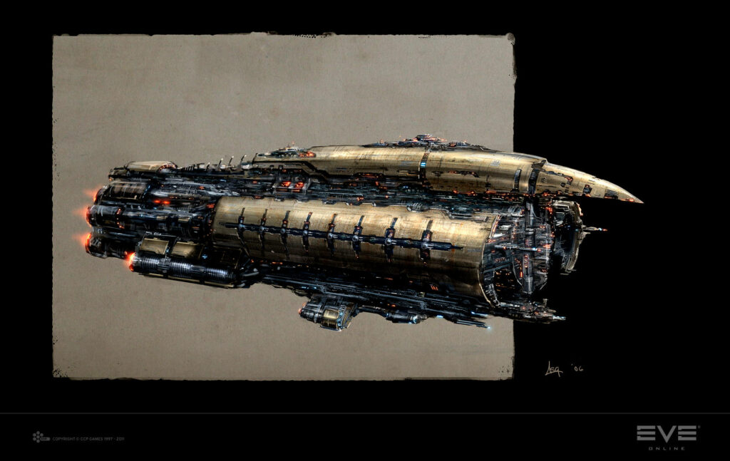 Stunning Eve Online Abaddon Battleship Wallpaper - Dark Golden Design