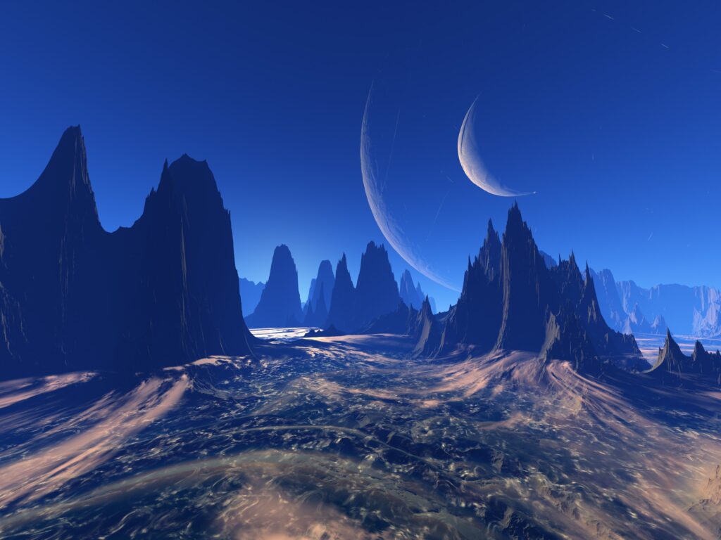 Stunning Extraterrestrial Landscape Wallpaper: Cosmic Art Background