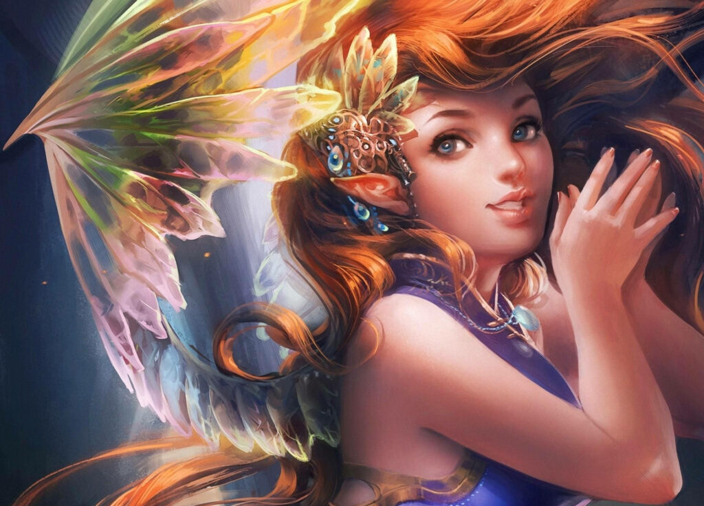 Radiant Elven Maiden Wallpaper: Mystical Fantasy Background