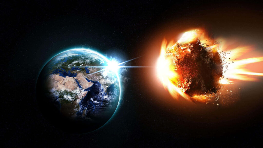 Fiery Asteroid Wallpaper: Dramatic Cosmic Scene Background
