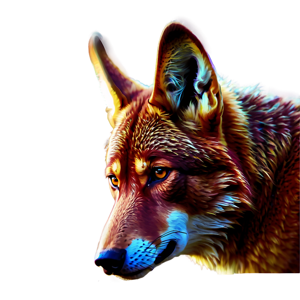 Fiery Red Wolf Digital Artwork - Majestic and Serene Background Wallpaper