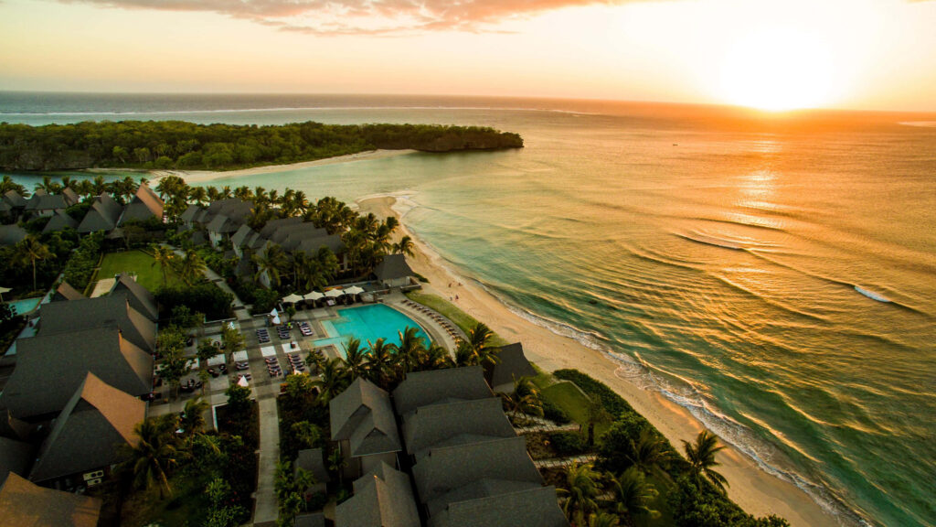 Breathtaking Fiji Beach Sunset Wallpaper: Tropical Paradise View