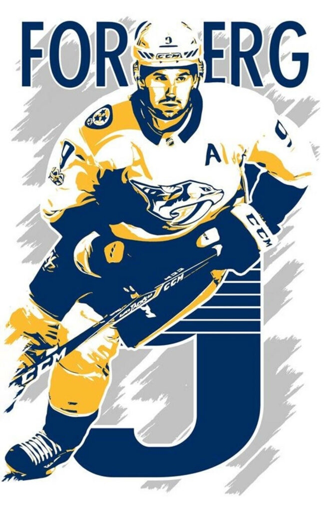 Dynamic Filip Forsberg Hockey Wallpaper - Bold Vector Art Design