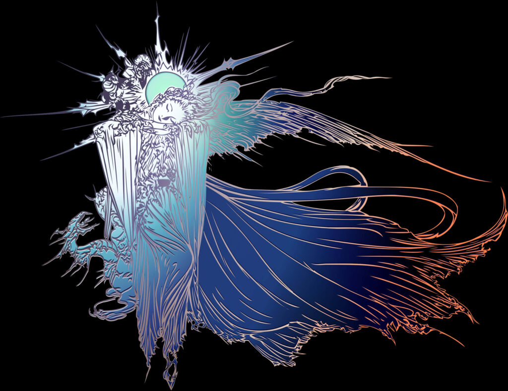 Digital Art: Final Fantasy Emblem Unveiled Against a Serene White Landscape Wallpaper