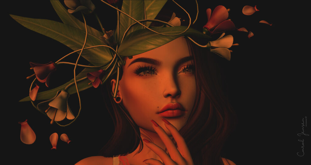 Captivating Girl's Portrait with Floral Wreath - Digital Art Wallpaper