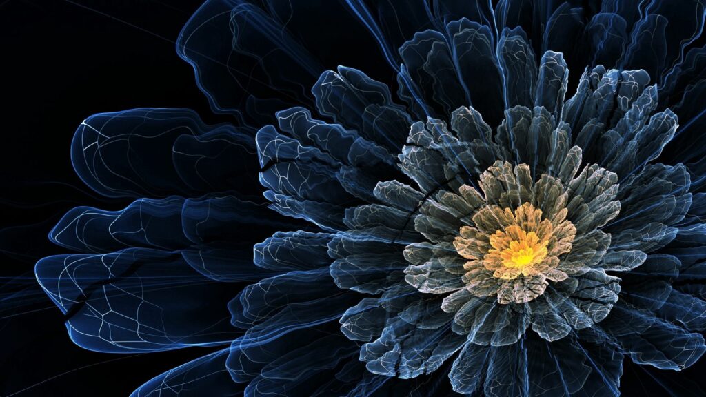 Stunning Flower Wallpaper: Ethereal Digital Art on Dark Background