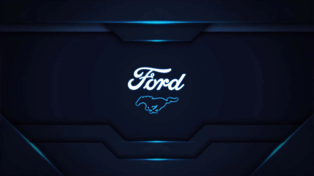 Futuristic Ford Logo Neon Blue Wallpaper for Enthusiasts
