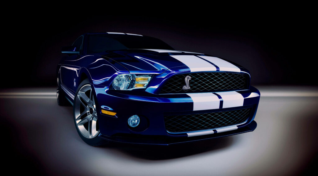 Ford Mustang GT Wallpaper: Bold Racing Stripes in Sleek Design