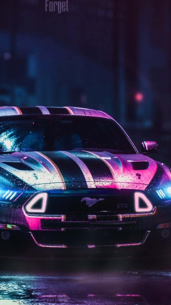 Ford Mustang RTR Neon Wallpaper: Bold Urban Nightscape Design