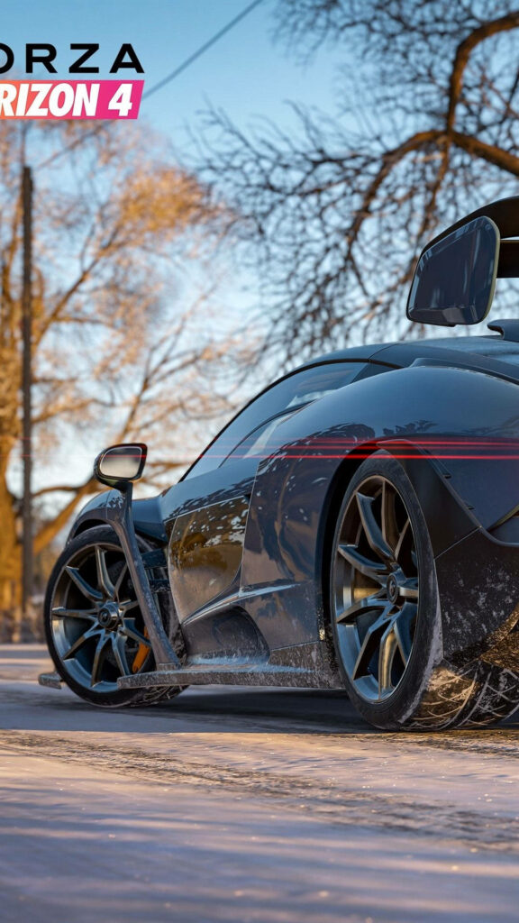 Stunning Forza Horizon 4 iPhone Wallpaper: Racing Car in Autumn