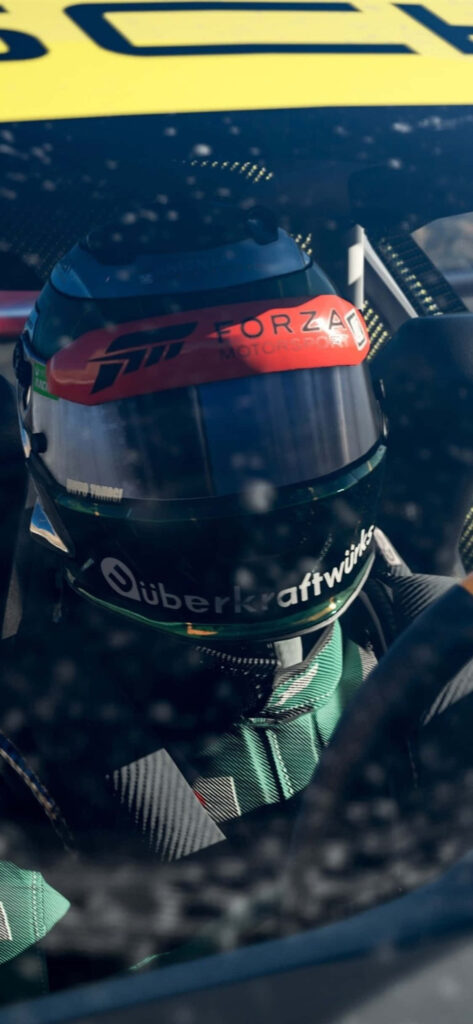 Speed Enigma: The Captivating Black Helmet in Forza Motorsport 7 Wallpaper