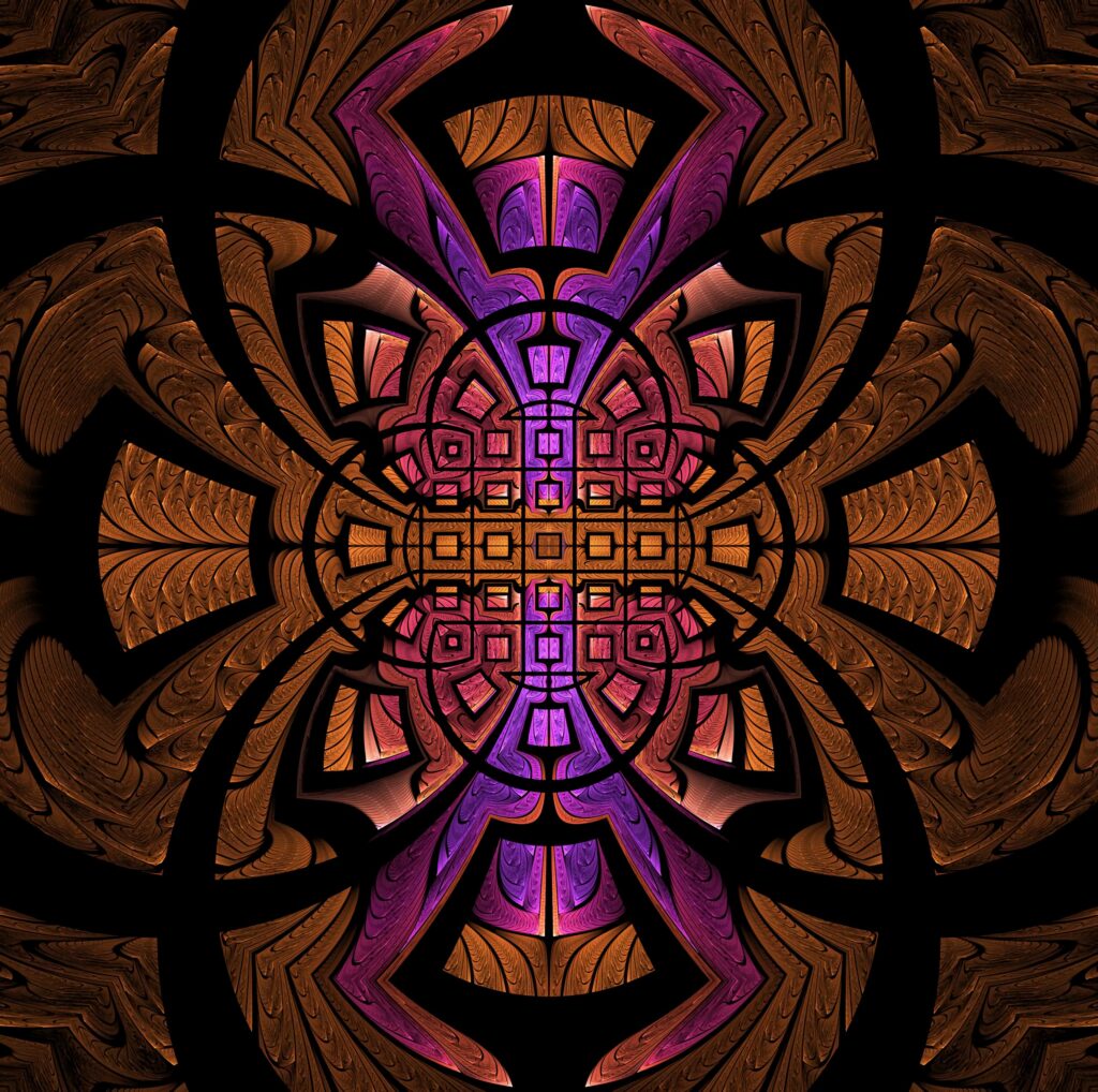 Mesmerizing Fractal Wallpaper in Purple, Pink & Bronze Background