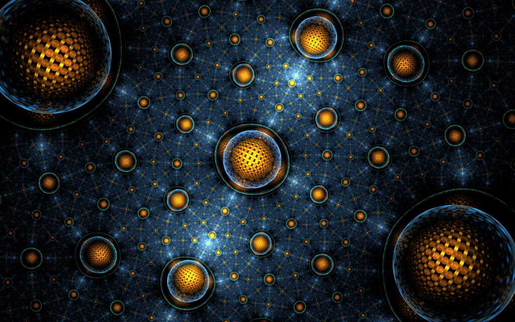 Stunning 3840x2400 Fractal Wallpaper with Glowing Spheres