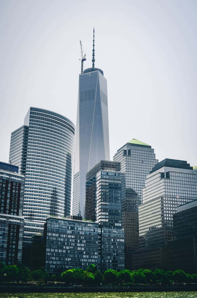 Stunning Freedom Tower Wallpaper Against Dramatic Sky & Skyscrapers