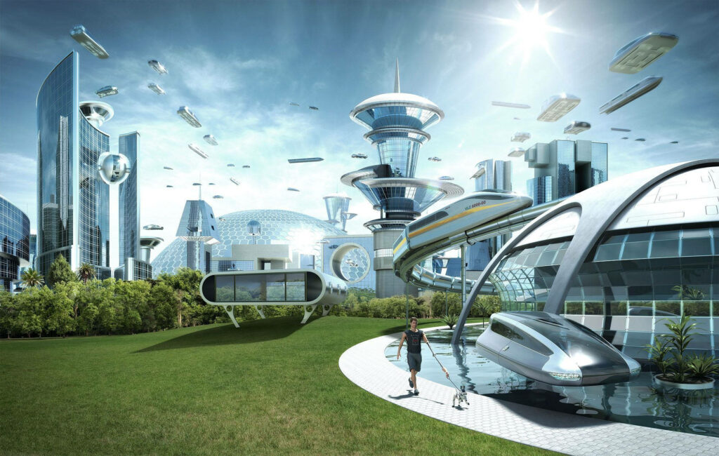 Futuristic City Wallpaper: Advanced Architecture & Nature Harmony