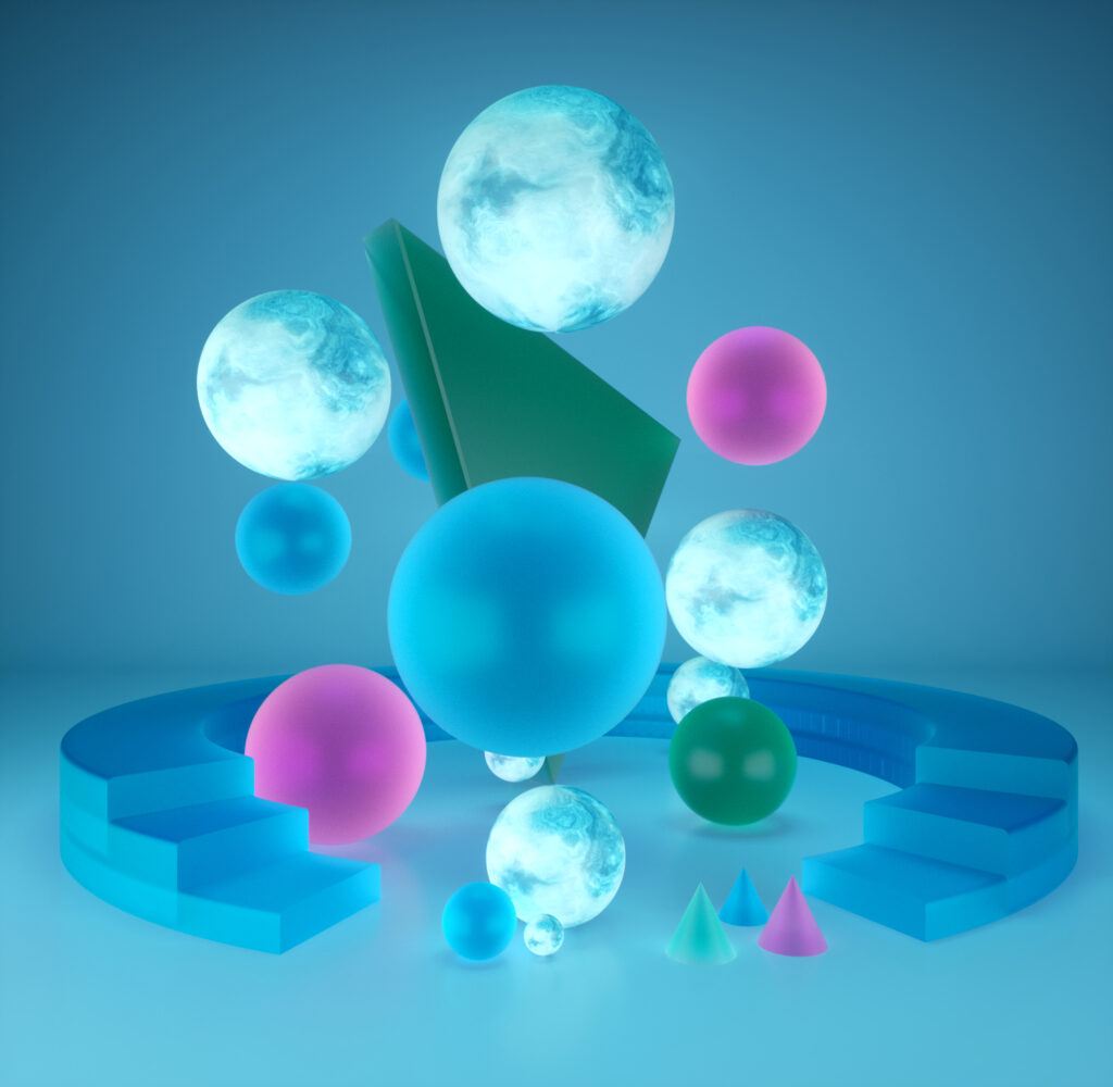 Stunning 2560x2500 Geometric 3D Wallpaper with Glowing Spheres