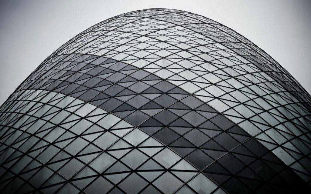 Close-Up of The Gherkin: Iconic Glass & Steel Lattice Wallpaper